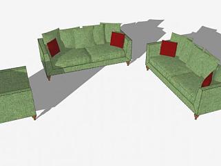 绿色组合沙发SU模型下载_sketchup草图大师SKP模型