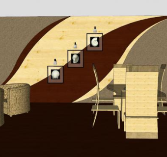 现代简约风格客厅SU模型下载_sketchup草图大师SKP模型