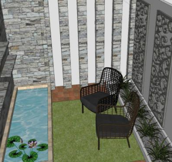 纹理中式风格客厅SU模型下载_sketchup草图大师SKP模型