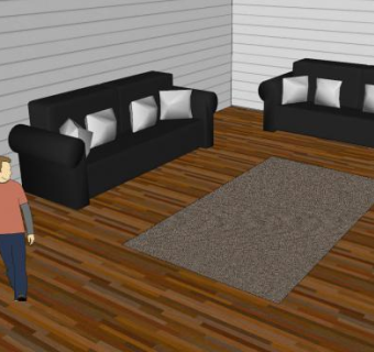 现代装修客厅SU模型下载_sketchup草图大师SKP模型