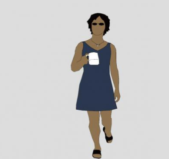 端水女人SU模型下载_sketchup草图大师SKP模型