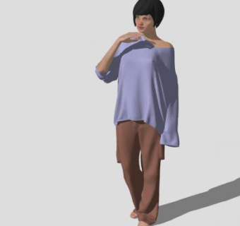 休闲装女孩SU模型下载_sketchup草图大师SKP模型