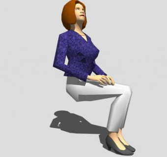 坐着的短发女人SU模型下载_sketchup草图大师SKP模型