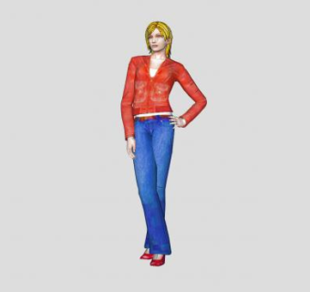 休闲装黄发女人SU模型下载_sketchup草图大师SKP模型