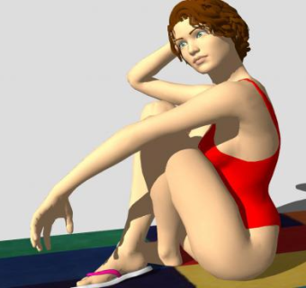 红色泳衣女孩SU模型下载_sketchup草图大师SKP模型