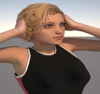 捂头的泳装女孩SU模型下载_sketchup草图大师SKP模型