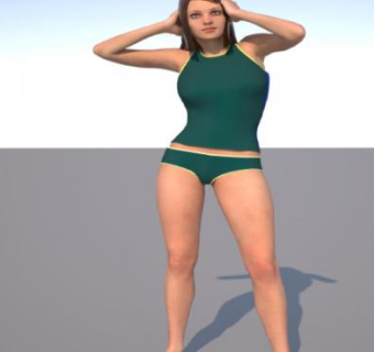 绿色泳装女孩SU模型下载_sketchup草图大师SKP模型