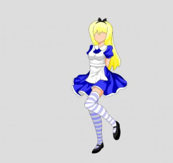 女仆装女孩SU模型下载_sketchup草图大师SKP模型