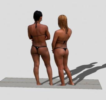 海滩上的女人SU模型下载_sketchup草图大师SKP模型