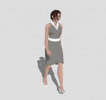 短发女士人物SU模型下载_sketchup草图大师SKP模型