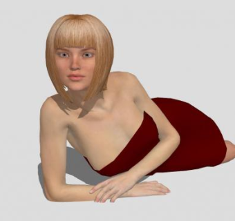抹胸装金发女士SU模型下载_sketchup草图大师SKP模型