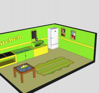 烹饪厨房装修SU模型下载_sketchup草图大师SKP模型