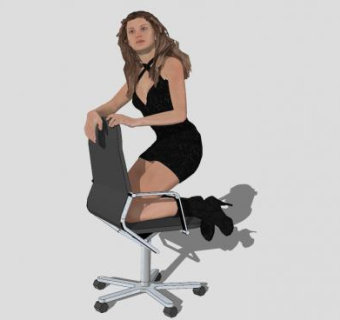 椅子上的年轻女人SU模型下载_sketchup草图大师SKP模型