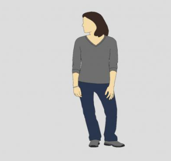 灰色衣服女人SU模型下载_sketchup草图大师SKP模型