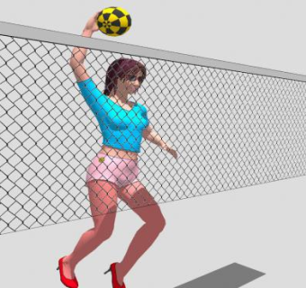 打排球的女人SU模型下载_sketchup草图大师SKP模型