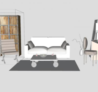 现代客厅装修家具SU模型下载_sketchup草图大师SKP模型