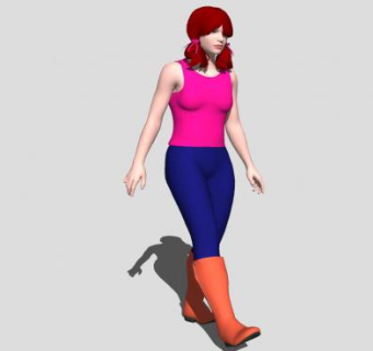 双辫女孩SU模型下载_sketchup草图大师SKP模型