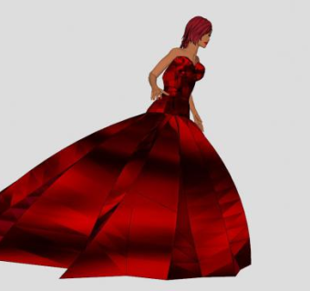 女人红玫瑰礼服SU模型下载_sketchup草图大师SKP模型