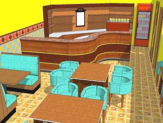 小型餐厅<em>装修</em>SU模型下载_sketchup草图大师SKP模型