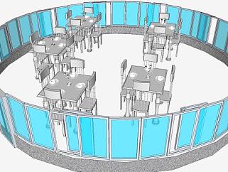 艺术玻璃<em>餐厅设计</em>SU模型下载_sketchup草图大师SKP模型