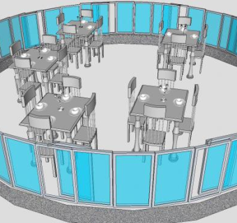 艺术玻璃餐厅设计SU模型下载_sketchup草图大师SKP模型