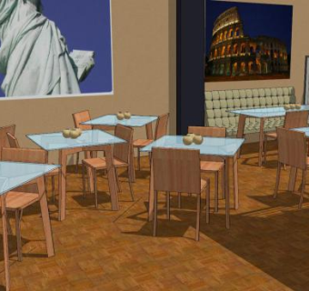 现代风格大型餐厅SU模型下载_sketchup草图大师SKP模型