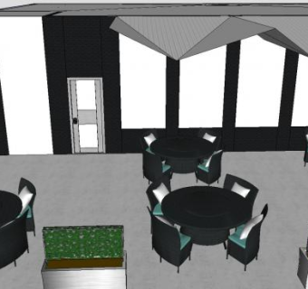 现代室外餐厅装修SU模型下载_sketchup草图大师SKP模型