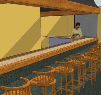 现代餐厅内部装修SU模型下载_sketchup草图大师SKP模型