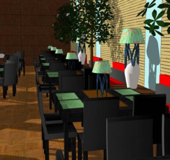 咖啡馆餐馆SU模型下载_sketchup草图大师SKP模型