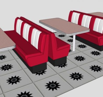 现代餐厅展位SU模型下载_sketchup草图大师SKP模型