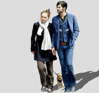 情侣在遛狗SU模型下载_sketchup草图大师SKP模型