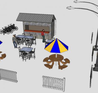 现代小餐厅SU模型下载_sketchup草图大师SKP模型