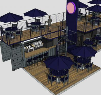 西餐黑色装修餐厅SU模型下载_sketchup草图大师SKP模型