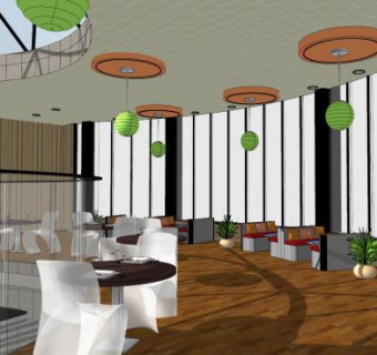 现代主题餐厅SU模型下载_sketchup草图大师SKP模型