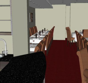 印度风格餐厅装修SU模型下载_sketchup草图大师SKP模型