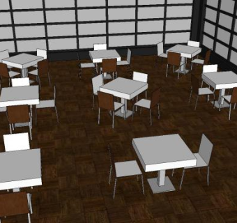 现代风格餐厅装修SU模型下载_sketchup草图大师SKP模型