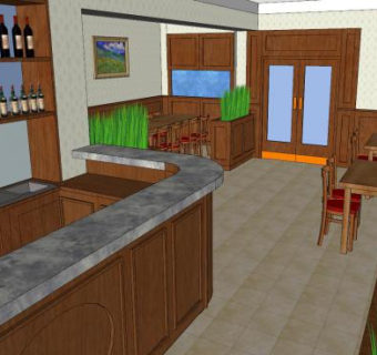 餐厅室内装修奏鸣曲SU模型下载_sketchup草图大师SKP模型