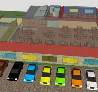 乡村风格餐厅装修SU模型下载_sketchup草图大师SKP模型