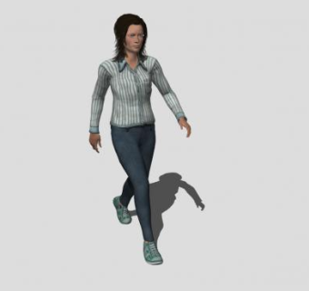 行走的黑发女人SU模型下载_sketchup草图大师SKP模型