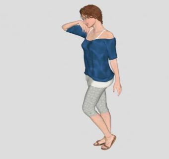 短发女人人物SU模型下载_sketchup草图大师SKP模型