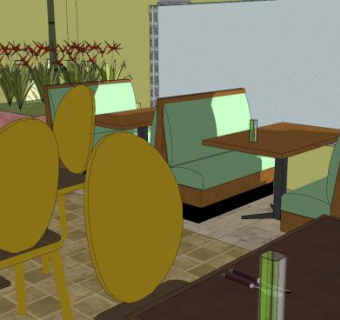 主题餐厅装修SU模型下载_sketchup草图大师SKP模型