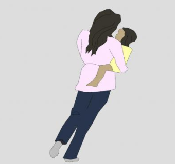 2D女人和孩子SU模型下载_sketchup草图大师SKP模型