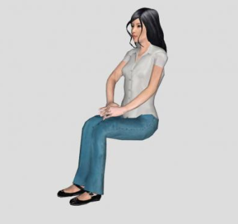 端坐的女性SU模型下载_sketchup草图大师SKP模型