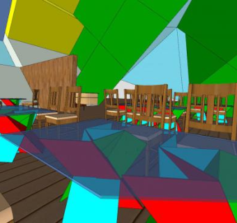 魔方餐厅设计装修SU模型下载_sketchup草图大师SKP模型