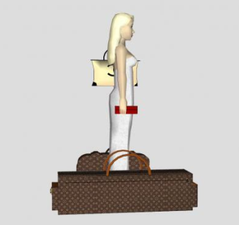 3D女人与豪华包SU模型下载_sketchup草图大师SKP模型