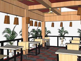 创意咖啡馆餐厅SU模型下载_sketchup草图大师SKP模型