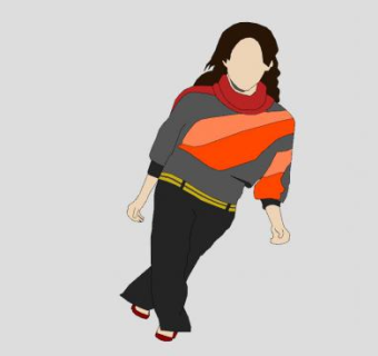 2D女性行走SU模型下载_sketchup草图大师SKP模型