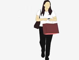 女人拿着购物袋SU模型下载_sketchup草图大师SKP模型