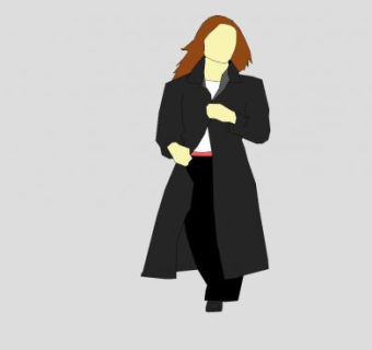 穿长夹克的女人SU模型下载_sketchup草图大师SKP模型