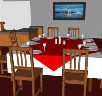 大学餐厅装修SU模型下载_sketchup草图大师SKP模型